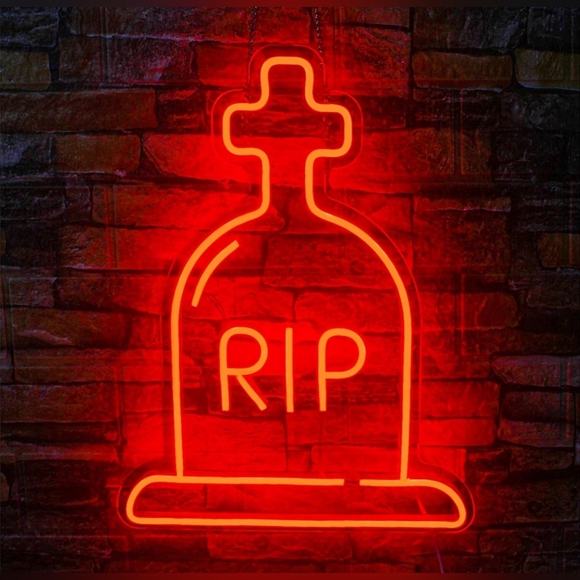 Halloween Neon Sign, Cross Tomb Neon Lights, Halloween Ghosts Led Signs for Wall - Picture 1 of 6